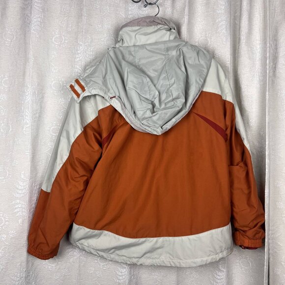 LL Bean men's 3-in-1 jacket zip-out fleece lining orange water resistant outdoor - Picture 7 of 14
